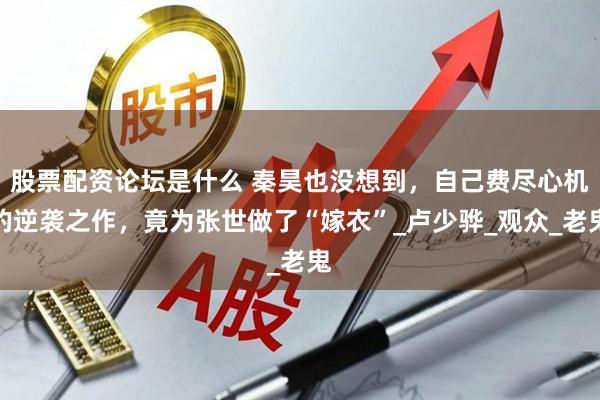 股票配资论坛是什么 秦昊也没想到，自己费尽心机的逆袭之作，竟为张世做了“嫁衣”_卢少骅_观众_老鬼